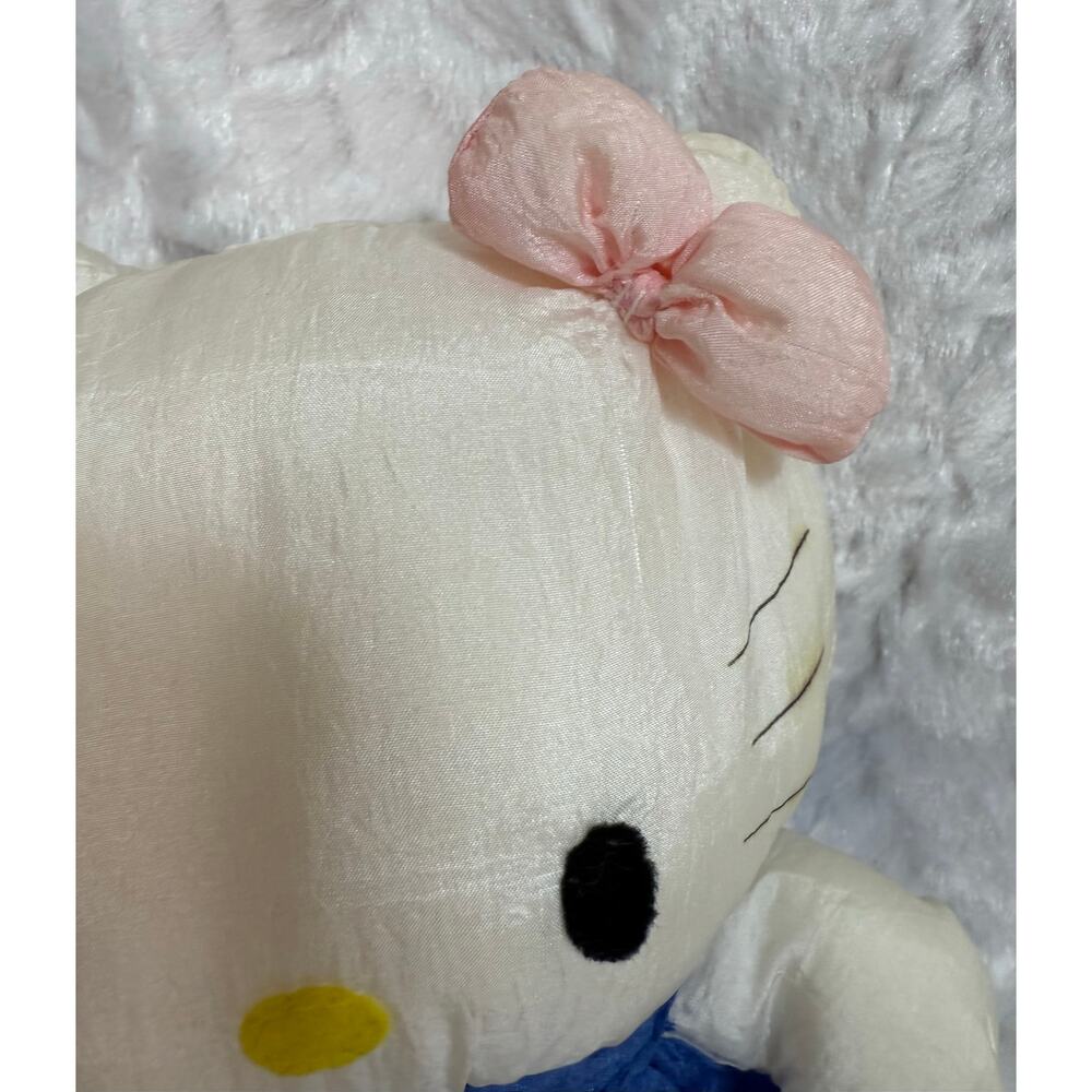 Vintage Early 90’s Sanrio Hello Kitty Plush Toy Shiny Nylon Blue Dress 9 inches - Picture 11 of 14